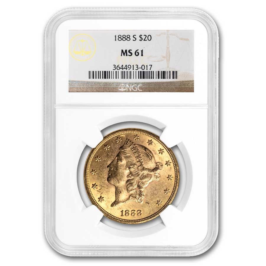 1888-S $20 Liberty Gold Double Eagle MS-61 NGC