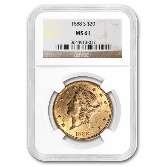 1888-S $20 Liberty Gold Double Eagle MS-61 NGC 1888-S $20 Liberty Gold Double Eagle MS-61 NGC