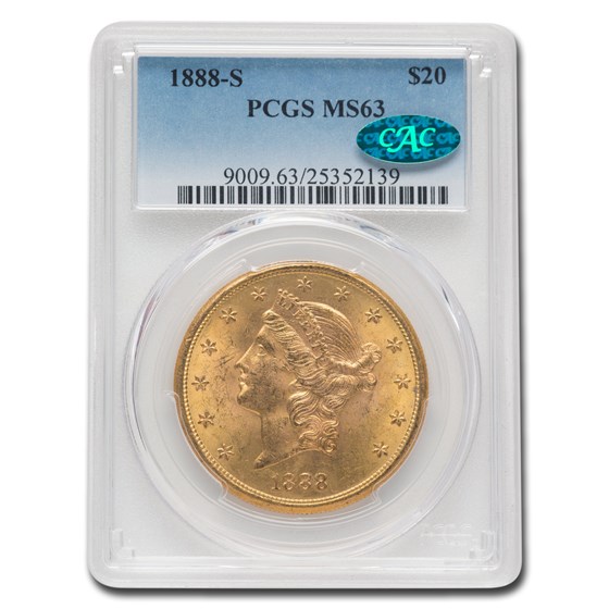 1888-S $20 Liberty Gold Double Eagle MS-63 PCGS CAC 1888-S $20 Liberty Gold Double Eagle MS-63 PCGS CAC