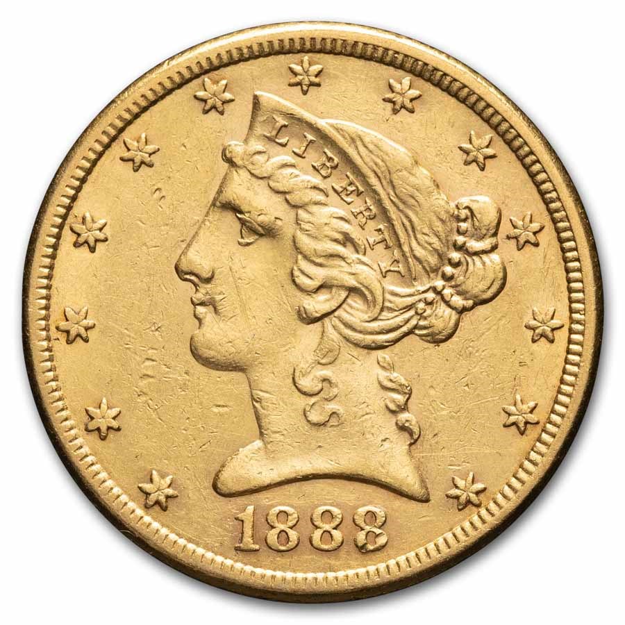 1888-S $5 Liberty Gold Half Eagle AU