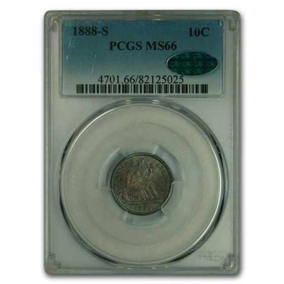 1888-S Liberty Seated Dime MS-66 PCGS CAC 1888-S Liberty Seated Dime MS-66 PCGS CAC