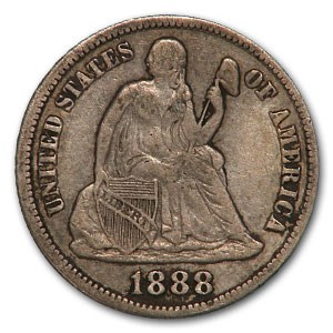 1888-S Liberty Seated Dime VF