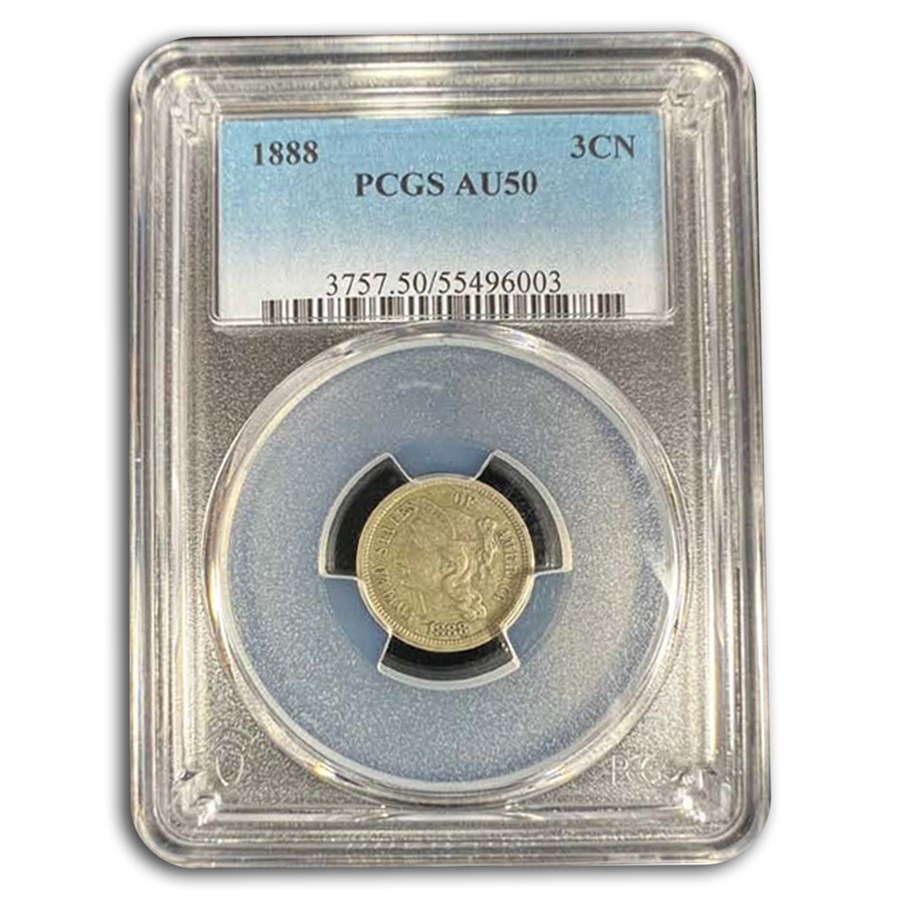 1888 Three Cent Nickel AU-50 PCGS