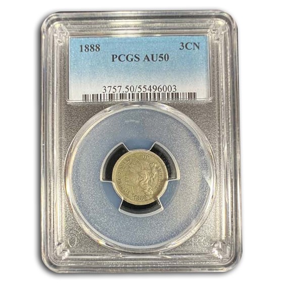 1888 Three Cent Nickel AU-50 PCGS 1888 Three Cent Nickel AU-50 PCGS
