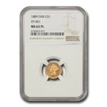 1889 $1 Indian Head Gold MS-63 NGC (PL, DDR, VP-001)