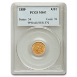 1889 $1 Indian Head Gold MS-63 PCGS