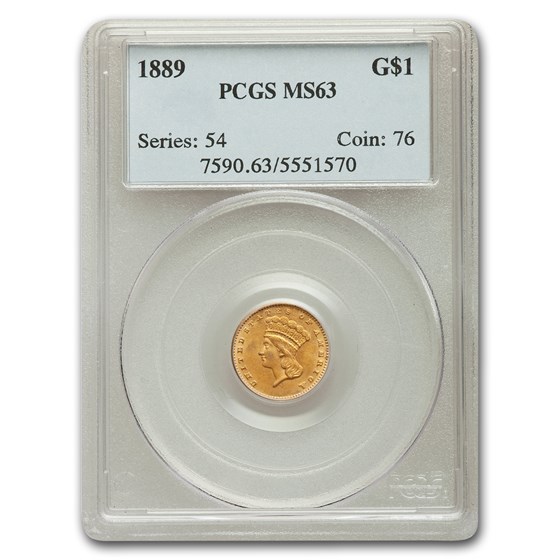 1889 $1 Indian Head Gold MS-63 PCGS 1889 $1 Indian Head Gold MS-63 PCGS