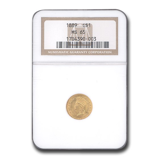 1889 $1 Indian Head Gold MS-65 NGC 1889 $1 Indian Head Gold MS-65 NGC
