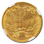 1889 $1 Indian Head Gold MS-66+ NGC CAC
