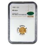 1889 $1 Indian Head Gold MS-66+ NGC CAC