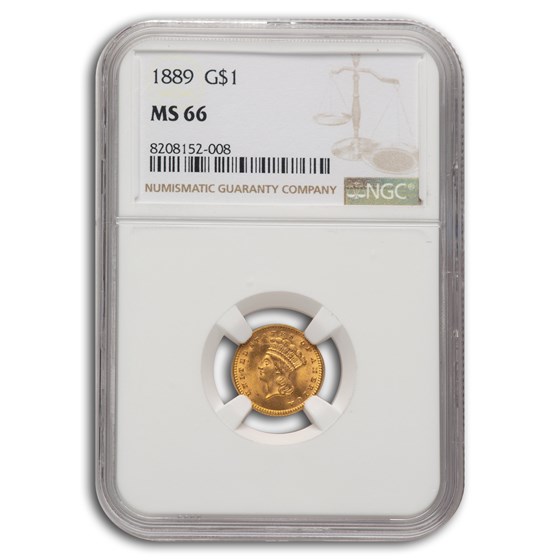 1889 $1 Indian Head Gold MS-66 NGC 1889 $1 Indian Head Gold MS-66 NGC