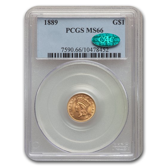 1889 $1 Indian Head Gold MS-66 PCGS CAC 1889 $1 Indian Head Gold MS-66 PCGS CAC