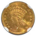 1889 $1 Indian Head Gold MS-67 NGC