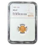 1889 $1 Indian Head Gold MS-67 NGC