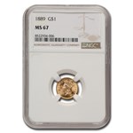 1889 $1 Indian Head Gold MS-67 NGC