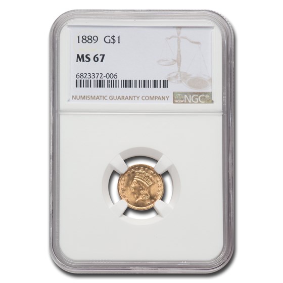 1889 $1 Indian Head Gold MS-67 NGC
