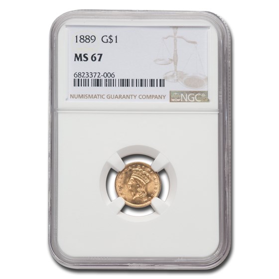 1889 $1 Indian Head Gold MS-67 NGC 1889 $1 Indian Head Gold MS-67 NGC