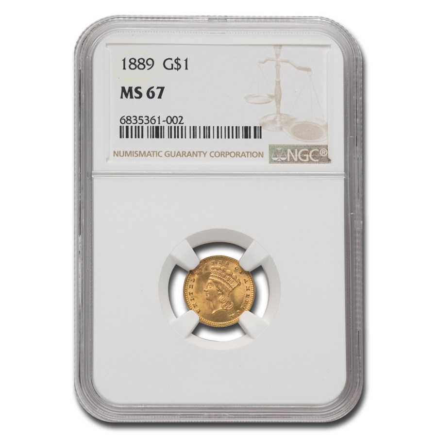1889 $1 Indian Head Gold MS-67 NGC