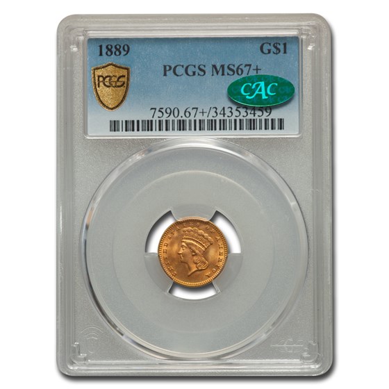 1889 $1 Indian Head Gold MS-67+ PCGS CAC 1889 $1 Indian Head Gold MS-67+ PCGS CAC