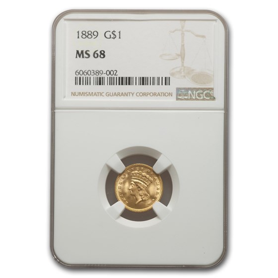 1889 $1 Indian Head Gold MS-68 NGC 1889 $1 Indian Head Gold MS-68 NGC
