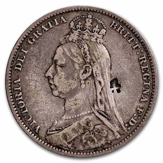 1889-1892 Great Britain Silver Shilling Jubilee Victoria VF