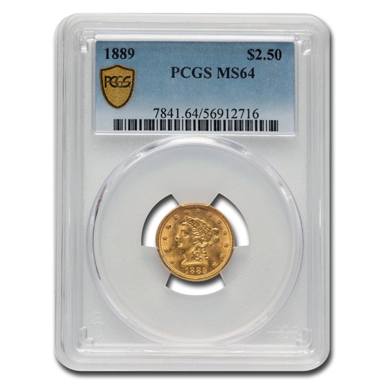1889 $2.50 Liberty Gold Quarter Eagle MS-64 PCGS 1889 $2.50 Liberty Gold Quarter Eagle MS-64 PCGS