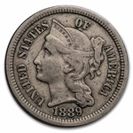 1889 3 Cent Nickel XF
