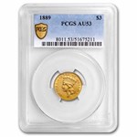 1889 $3 Gold Princess AU-53 PCGS