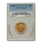 1889 $3 Gold Princess MS-63 PCGS