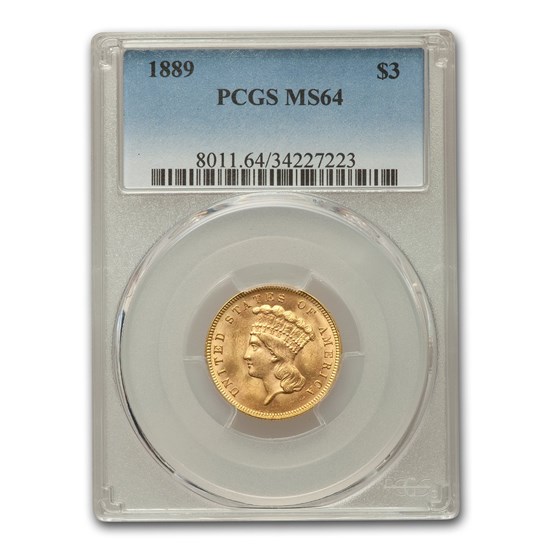 1889 $3 Gold Princess MS-64 PCGS 1889 $3 Gold Princess MS-64 PCGS