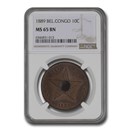 1889 Belgian Congo 10 Cents King Leopold II MS-65 BN NGC