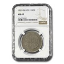 1889 Brazil 200 Reis MS-63 NGC