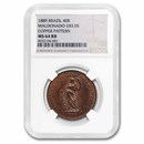 1889 Brazil Copper Pattern 40 Reis MS-64 NGC (Red/Brown)