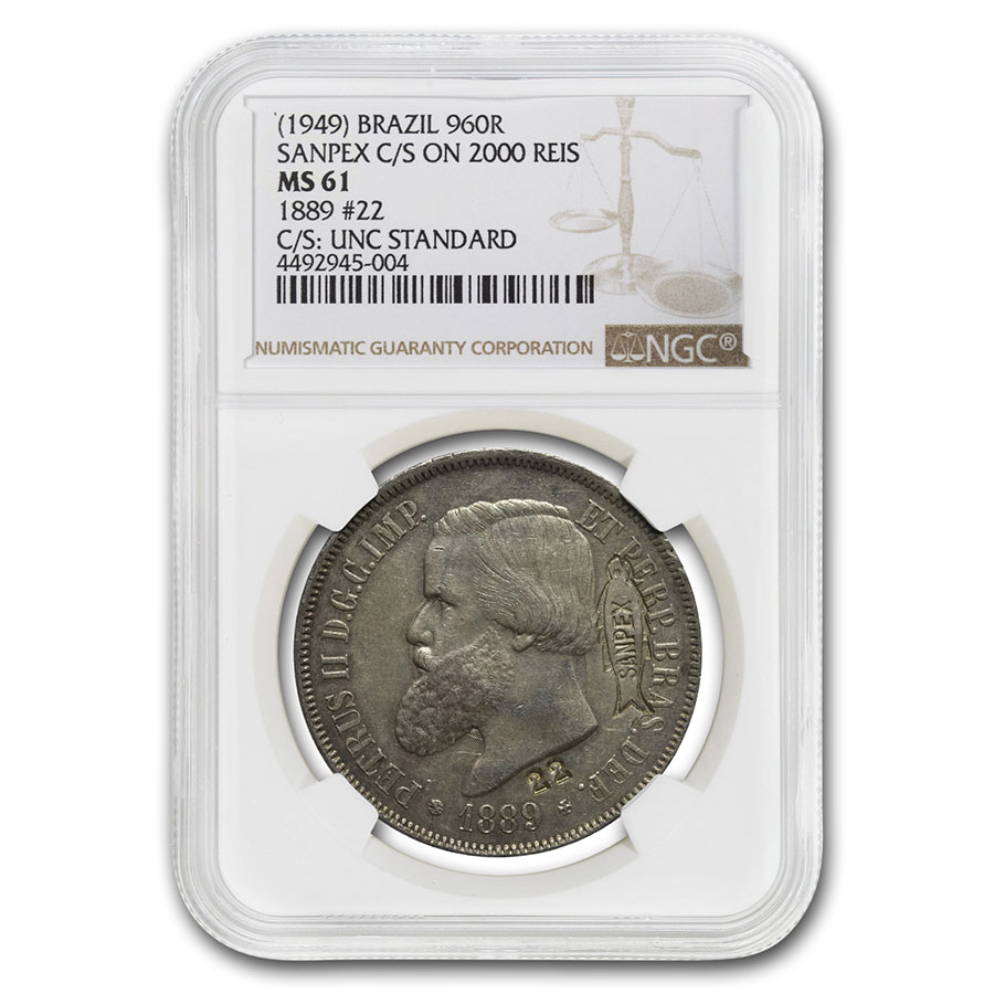 Buy 1889 Brazil Silver 2000 Reis MS-61 NGC (Counterstamped SANPEX