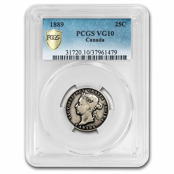 1889 Canada Silver 25 Cents Victoria VG-10 PCGS