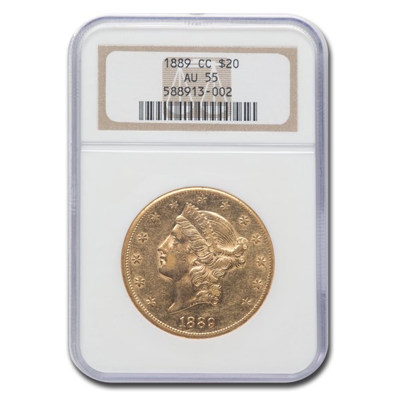 1889-CC $20 Liberty Gold Double Eagle AU-55 NGC 1889-CC $20 Liberty Gold Double Eagle AU-55 NGC