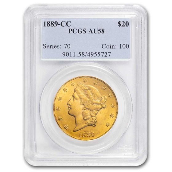 1889-CC $20 Liberty Gold Double Eagle AU-58 PCGS 1889-CC $20 Liberty Gold Double Eagle AU-58 PCGS