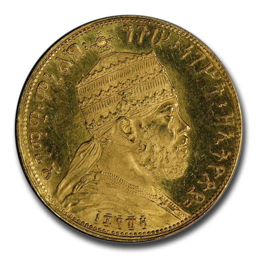Buy 1889 Ethiopia Gold 4 Werk Talari Menelik II SP-64 PCGS | APMEX