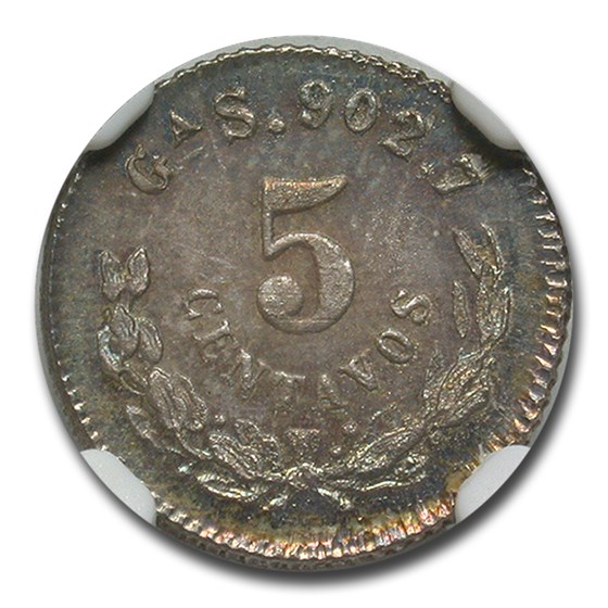 1889-Ga Mexico Silver 5 Centavos MS-66 NGC