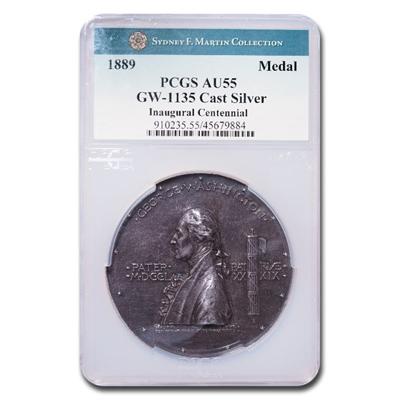1889 George Washington Inaugural Centennial Medal AU-55 PCGS 1889 George Washington Inaugural Centennial Medal AU-55 PCGS