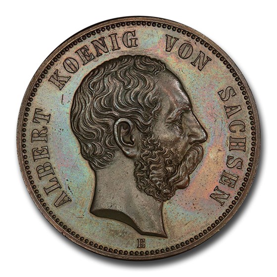 1889 German Saxony-Albertine 5 Mark SP-64 PCGS (Brown) 1889 German Saxony-Albertine 5 Mark SP-64 PCGS (Brown)