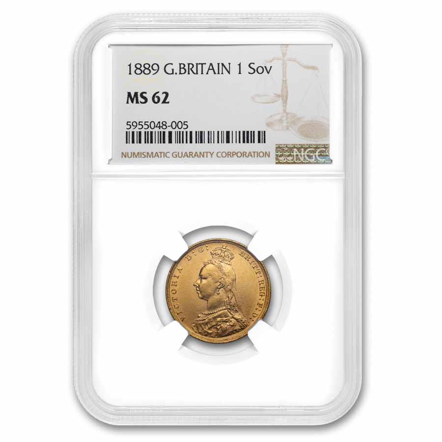 1889 Great Britain Gold Sovereign Victoria Veil MS-62 NGC | eBay
