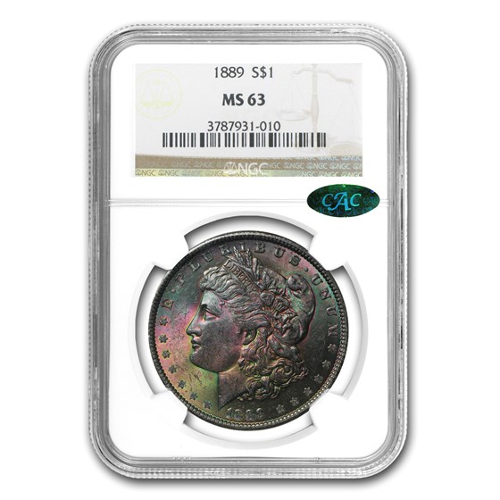 1889 Morgan Dollar MS-63 NGC (CAC, Prismatic Rose) 1889 Morgan Dollar MS-63 NGC (CAC, Prismatic Rose)