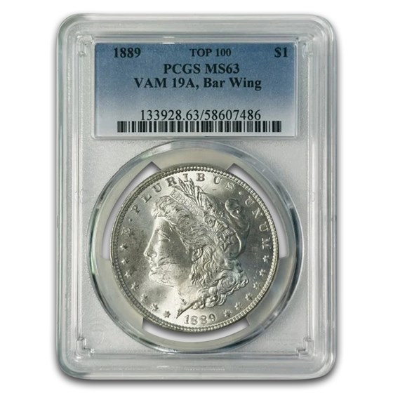 1889 Morgan Dollar MS-63 PCGS (VAM 19A Bar Wing Top 100)