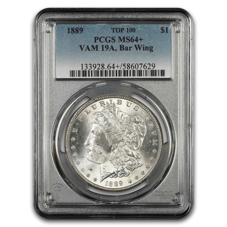 1889 Morgan Dollar MS-64+ PCGS (VAM 19A, Bar Wing, Top 100)