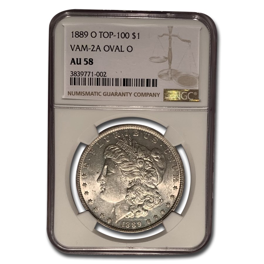 1889-O Morgan Dollar AU-58 NGC (VAM-2A Oval O, Top-100)