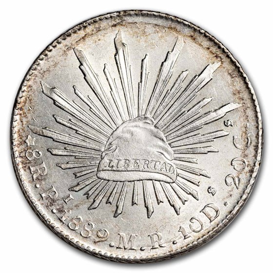 1889-Pi MR Mexico Silver 8 Reales Cap & Rays BU 1889-Pi MR Mexico Silver 8 Reales Cap & Rays BU