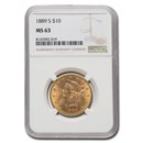 1889-S $10 Liberty Gold Eagle MS-63 NGC