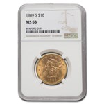 1889-S $10 Liberty Gold Eagle MS-63 NGC