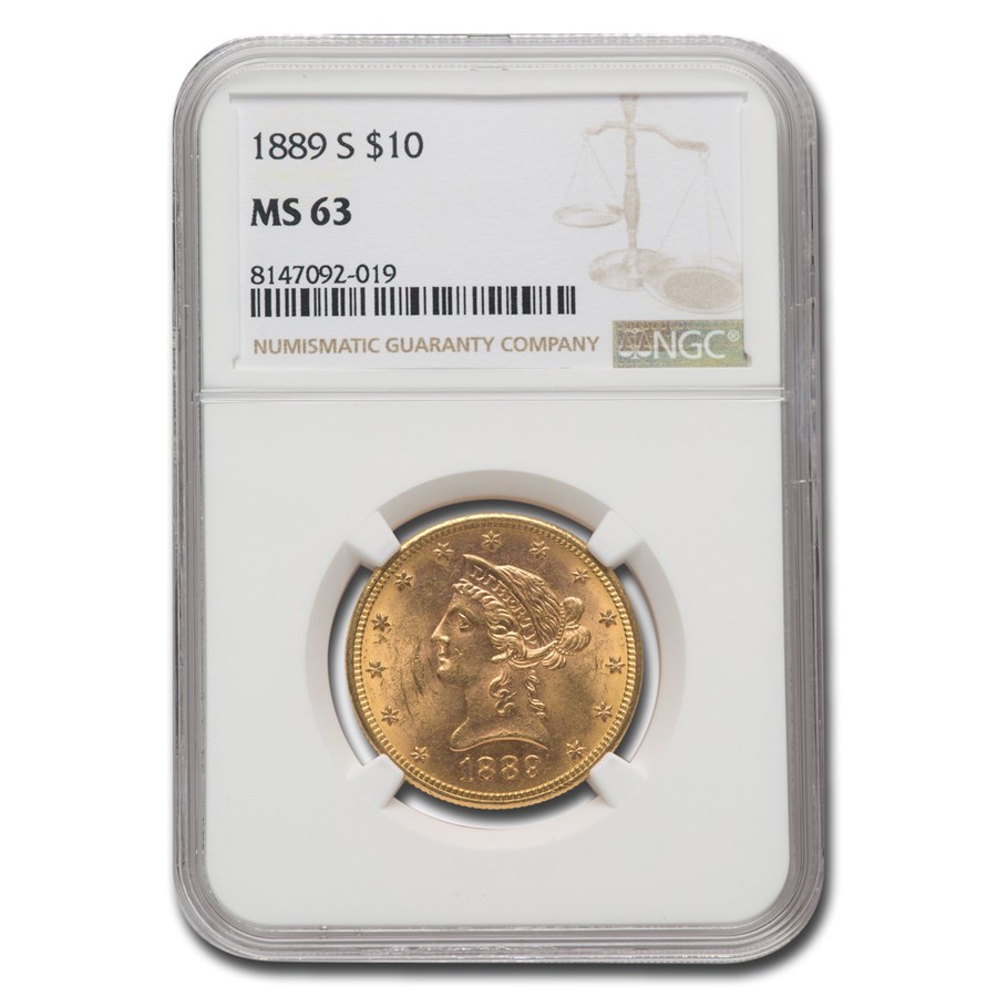 1889-S $10 Liberty Gold Eagle MS-63 NGC